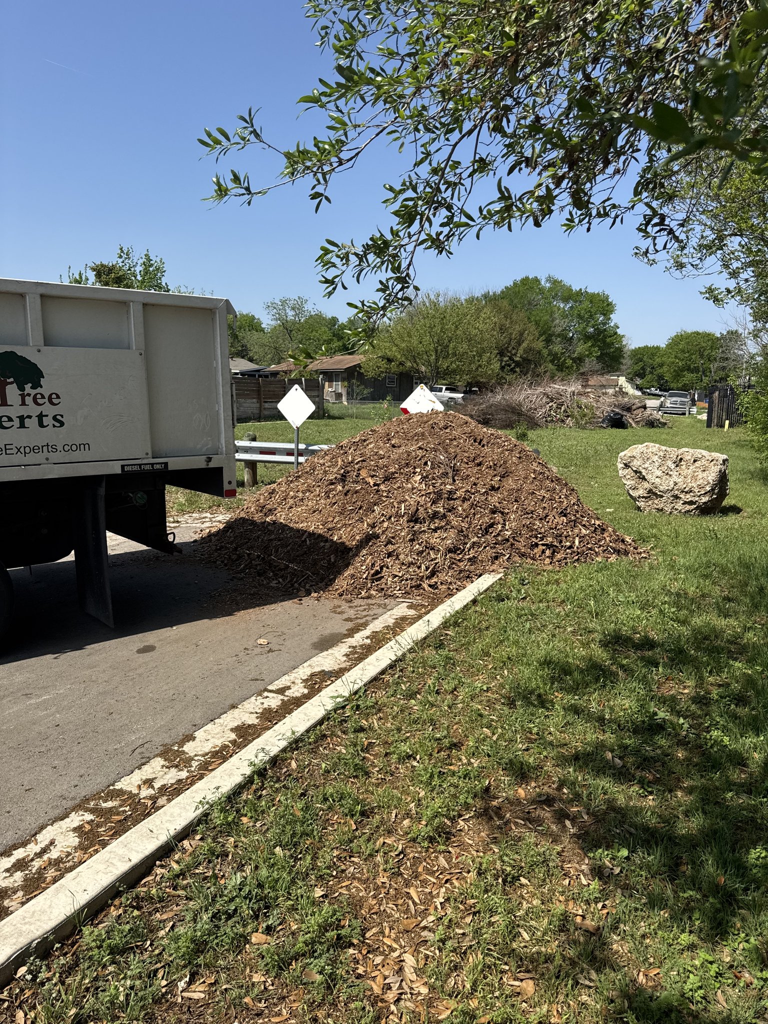 Mulch delivery at a residential property in Austin TX